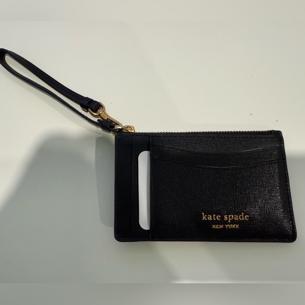Kate Spade Black Card Holder with Gold Accents